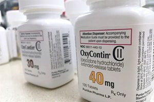 Bottles of OxyContin made by Purdue Pharma, one of the drug companies being sued in opioid cases